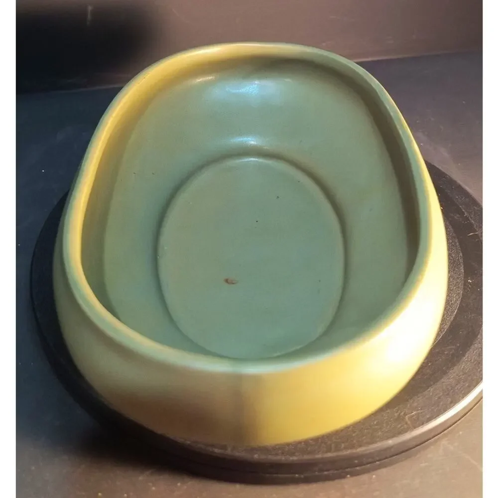 156.  McCoy Floraline Olive Green Oval Bowl